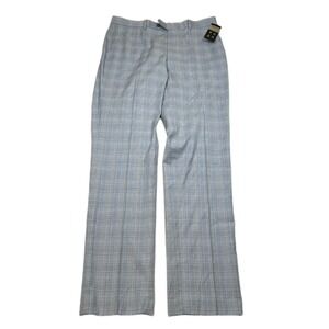Alfani Slim Fit Plaid Dress Pants Mens 34x34 Light Blue Travel Ready Stretch NEW